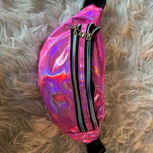 Rave holographic, pink fanny pack